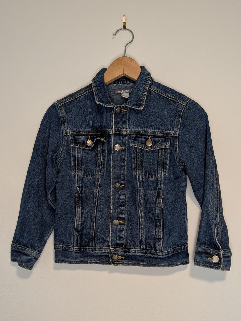 Roots KIDS Girls Dark Blue Denim Jacket Size 7-8 Years (Medium)